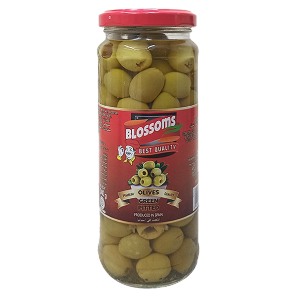 blossoms-green-pitted-olives-340gm-produced-in-spain